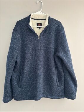 Men's Navy Sherpa-Lined Half-Zip Sweater